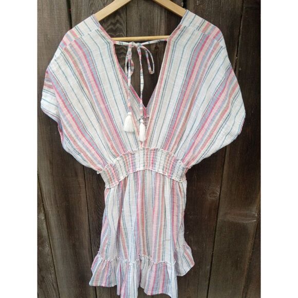 Spiaggia Dolce Bohemian Stiped Mini Dress Xl - Picture 6 of 7